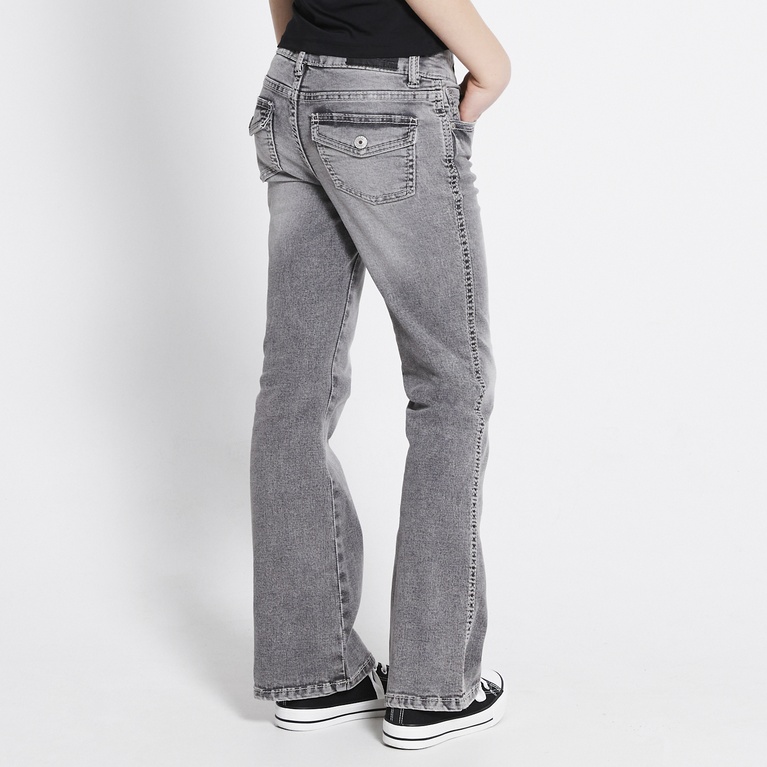 Stitch back pocket bootcut jeans "90`s Boot star stitch" Grey